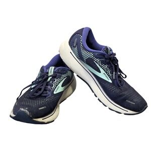 Brooks Ghost 14 Running Shoes Navy Aqua Womens 9.5 Neutral Cushioned